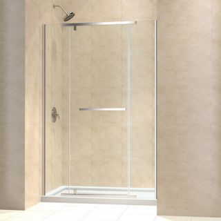 Dreamline DL6449L01CL Frameless Shower Door, 36 by 60 VitreoX Pivot amp; SlimLine Single Threshold Base Left Hand Drain