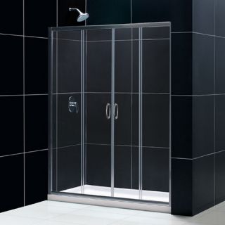 Dreamline DL6961C04CL Frameless Shower Door, 32 by 60 Visions Sliding amp; SlimLine Single Threshold Base Center Drain