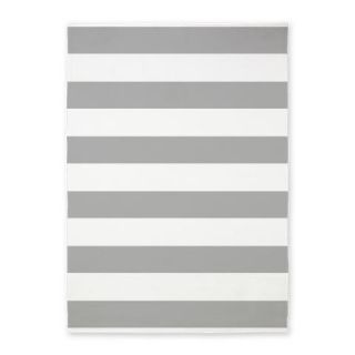  Light Gray and White Bold Stripes 5x7Area Rug
