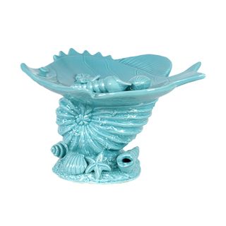 Urban Trends Collection Blue Ceramic Seashell Platter