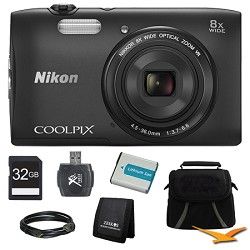 Nikon COOLPIX S3600 20.1MP 2.7 LCD 720p HD Video Black Digital Camera Ultimate