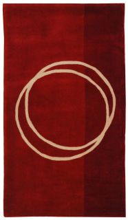 Handmade Rodeo Drive Circle Of Life Red/ Ivory N.Z. Wool Rug (26 X 46)