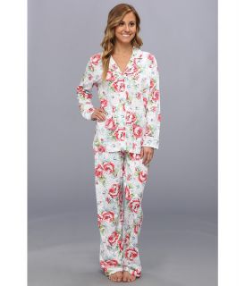 Carole Hochman L/S Notch Collar Pajama Set Womens Pajama Sets (White)