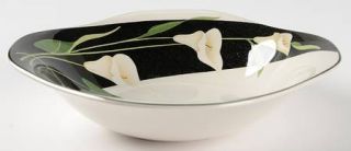 Sango Black Lilies (Quadrille) 9 Round Vegetable Bowl, Fine China Dinnerware  