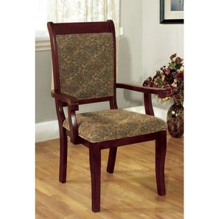 Furniture Of America Ravena Antique Cherry Printed Arm Chair (set Of 2)