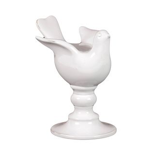 White Ceramic Bird On Stand