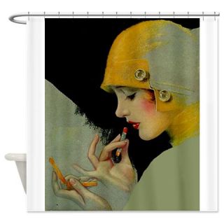  Art Deco Flapper Putting on Lipstick Shower Curtai