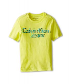 Calvin Klein Kids Overlay Crew Neck Tee Boys T Shirt (Yellow)