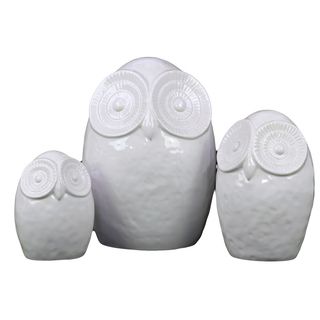 White Ceramic Owl (set Of 3)