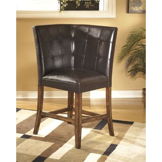 Signature Design By Ashley Lacey Medium Brown Upholstered Corner Bar Stool