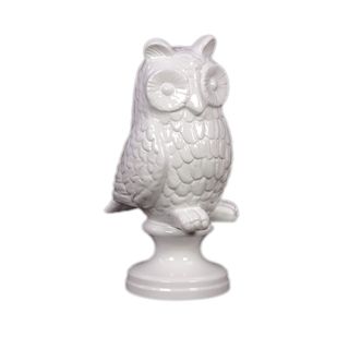 White Ceramic Owl On Stand