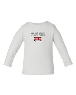 Sticky Bananas   Ask Me About My Mix Tapes   Long Sleeve Baby T Shirt (White, Clothing