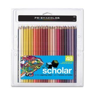 Prismacolor Scholar Colored Pencils  Set of 48 Assorted Colors, Wooden Case (92807)