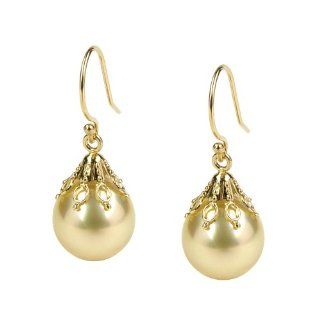 Fancy Champagne South Sea Pearl Earrings Dangle Earrings Jewelry