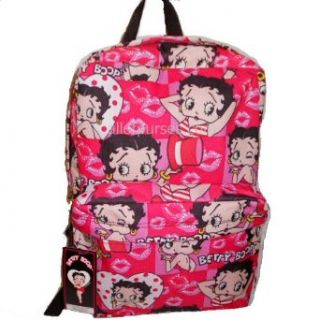 Betty Boop Black Pink Red Heart Back to School Pockets L Bag Handbag Backpack Clothing