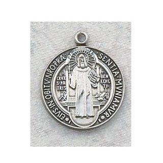 Antique Design, Deluxe Satin Silver Finished Pewter Pendant, St. Benedict Medal with 18" Chain. In Addition to the Unconditional Indulgence, a Partial Indulgence Is Given to Anyone Who Will "Wear, Kiss or Hold the Medal Between the Hands with Ven