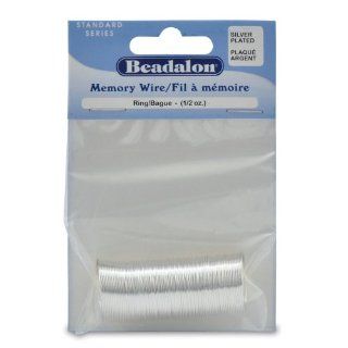 Beadalon Silver Plated Memory Wire Ring, 1/2 Ounce/Pkg, Approximately 99 Loops