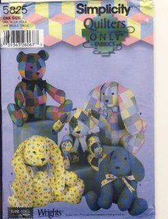 Simplicity Crafts Sewing Pattern 5825   Use to Make   Two Pattern Piece Animals   Stuffed Dog, Rabbit and Bear   Approximately 20 Inches Tall   Quilters Only Fabrics 