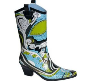 Dav Women's Cowboy Hippy Love Rubber Boots,Black Rubber,41 M EU Shoes