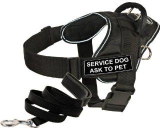 Dean & Tyler DT Fun Works Harness 6 Feet Padded Puppy Leash, Service Dog Ask To Pet, X Large, Black 