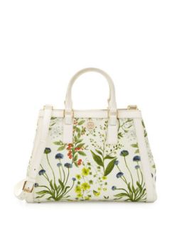 Tory Burch Robinson Floral Print Triangle Tote Bag
