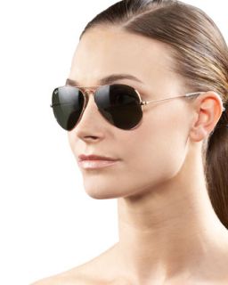 Ray Ban Aviator Sunglasses with Flash Lenses, Gold/Green Mirror