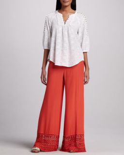 XCVI Capitola Embroidered Voile Tunic & Noe Valley Crepe Pants, Womens