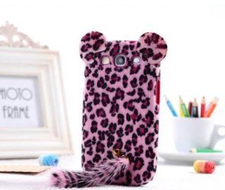 Pink Leopard Plush Fur Tail Leopard Back Case Cover For Samsung Galaxy S3 III i9300 Cell Phones & Accessories