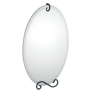 Moen Sienna 27.63 in H x 19 in W Oval Frameless Bathroom Mirror with Matte Black Hardware and Beveled Edges
