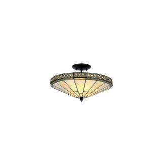 Warehouse of Tiffany 16 in W Tea Stained Glass Tiffany Style Semi Flush Mount Light