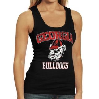 Georgia Bulldogs Womens Rib Tank Top   Black