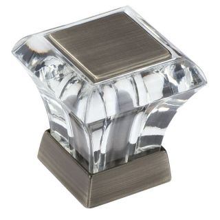 Amerock 1 1/8 in Antique Silver Abernathy Square Cabinet Knob