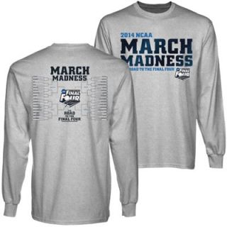 2014 NCAA March Madness Mens Basketball Championship Bracketology Long Sleeve T Shirt   Ash