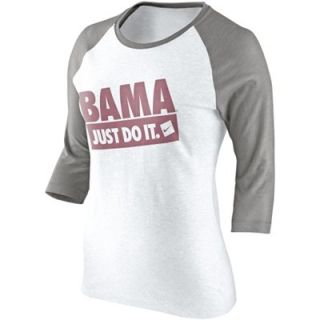 Nike Alabama Crimson Tide Womens Raglan T Shirt   White/Ash