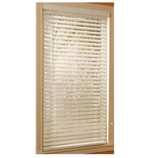 Style Selections 59 in W x 48 in L White Faux Wood 2 in Slat Room Darkening Plantation Blinds