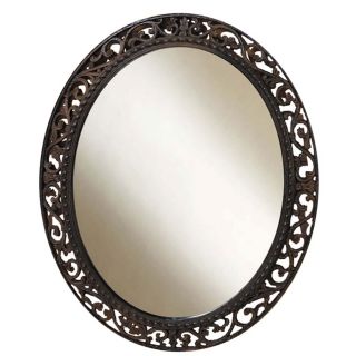 Style Selections 28.5 in x 34 in Rustic Iron Oval Framed Wall Mirror