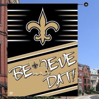 New Orleans Saints 27 x 37 Black Gold Believe Dat Vertical Banner Flag