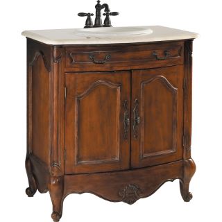 ESTATE by RSI Colonial 31 in x 20 in Spiced Cognac Undermount Single Sink Bathroom Vanity with Natural Marble Top