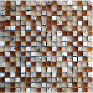 EPOCH Architectural Surfaces 5 Pack Desertz Browns/Tans Glass Mosaic Square Wall Tile (Common 12 in x 12 in; Actual 11.81 in x 11.81 in)