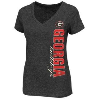 Georgia Bulldogs Ladies Granite V Neck T Shirt   Black