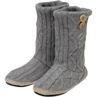 Miami Dolphins Womens New Logo Two Button Cable Knit Boots   Gray