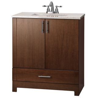 ESTATE by RSI Modena 30.5 in x 19 in Cognac Integral Single Sink Bathroom Vanity with Cultured Marble Top