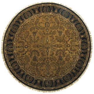 Alegra 8 ft x 8 ft Round Yellow Floral Wool Area Rug