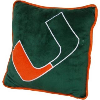 Miami Hurricanes Big Logo Fleece Pillow   Green