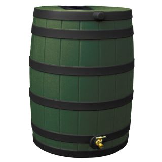 Rain Wizard 40 Gallon Green with Dark Ribs Plastic Rain Barrel with Spigot