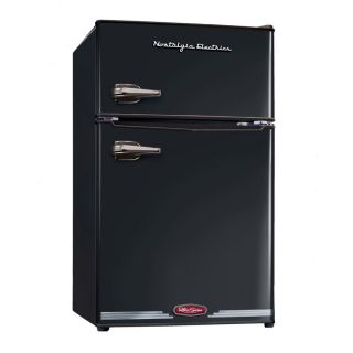 Nostalgia Electrics Retro 3.1 cu ft Freestanding Compact Refrigerator with Freezer Compartment (Black)
