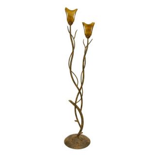Creative Creations 66 in Rustic Wrought Iron Floor Lamp with Glass Shade