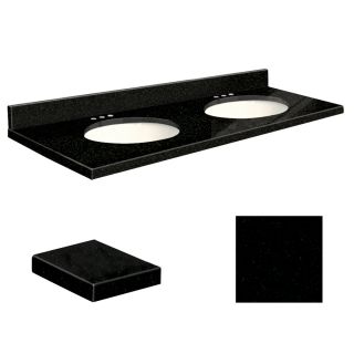 Transolid Absolute Black Granite Undermount Double Basin Bathroom Vanity Top (Common 61 in x 22 in; Actual 61 in x 22 in)