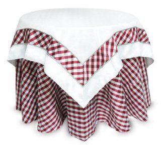 Pack of 2 Red White & Gray Dupion Check Christmas Tablecloth Table Toppers 54"  