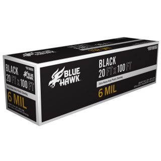 Blue Hawk 20 ft x 100 ft x 6 mil Black Construction Film